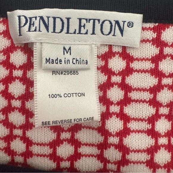 Pendleton Women’s Petite Sz M Red White Knit Robe Swim Cover Up Wrap Dress Shirt - Picture 4 of 5